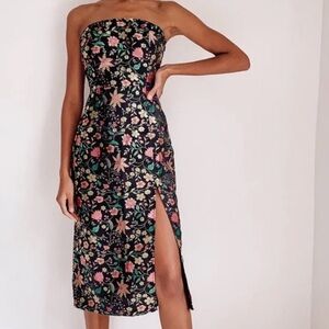 Strapless Dress with Slit